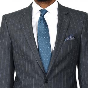 Premium Blue Stripe Grey 150s Suit - 1