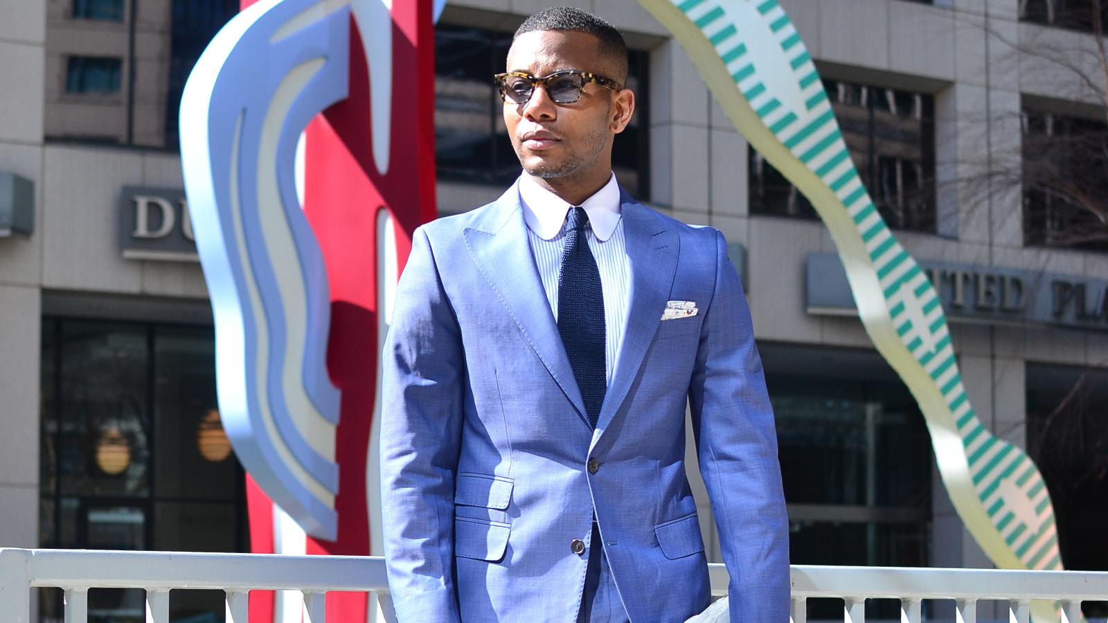 Men's Style Pro Sky Blue Suit - slider image 2