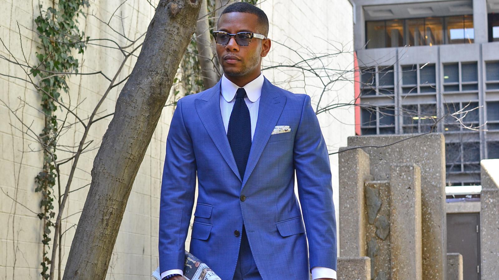Men's Style Pro Sky Blue Suit - slider image 1
