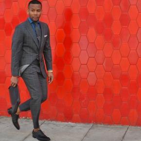 Men's Style Pro Grey Plaid Suit - 3