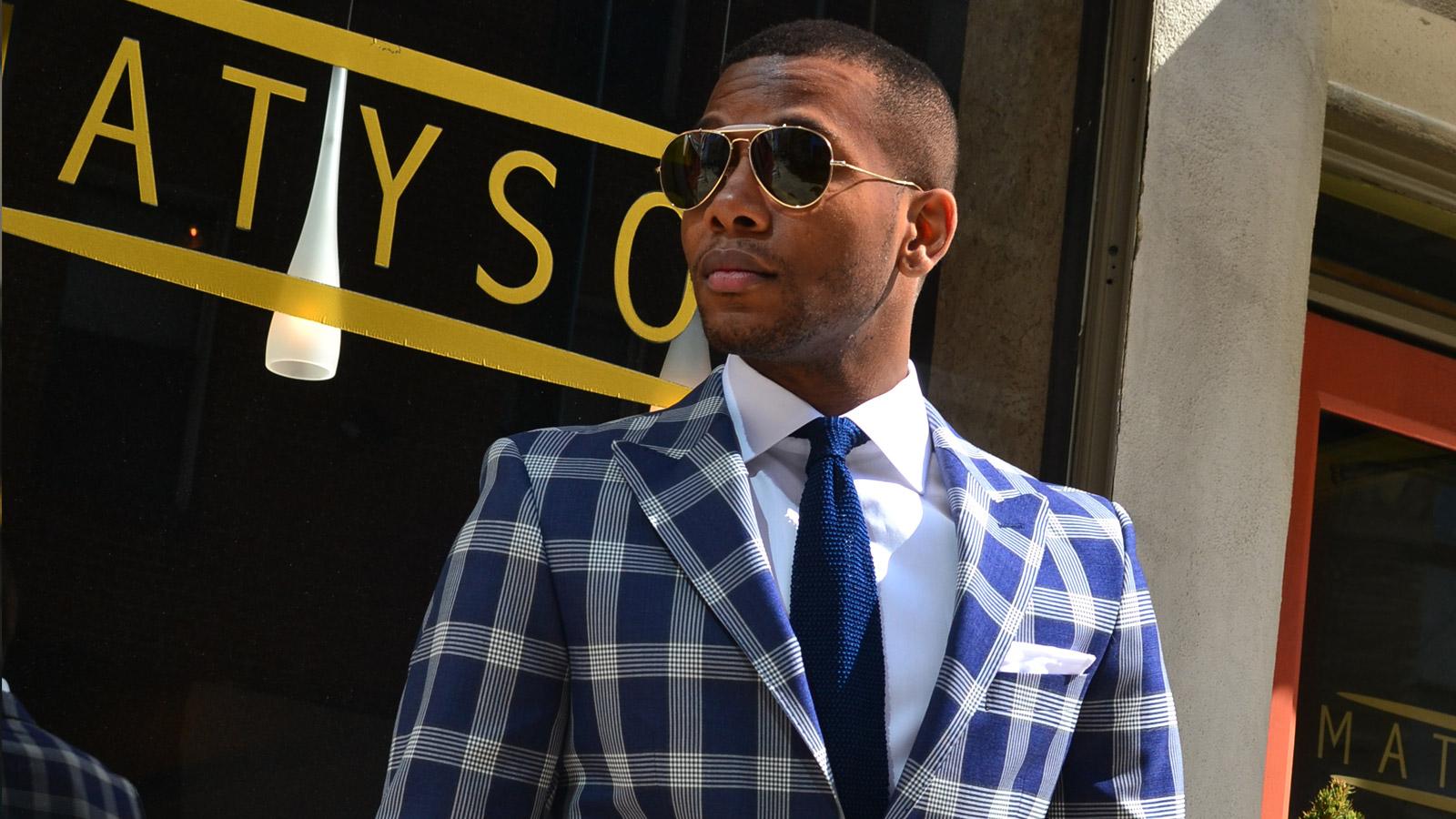 Men's Style Pro Blue Plaid Suit - slider image 2