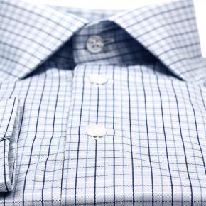 Blue Checked Blue Two-Ply Cotton Shirt - 0