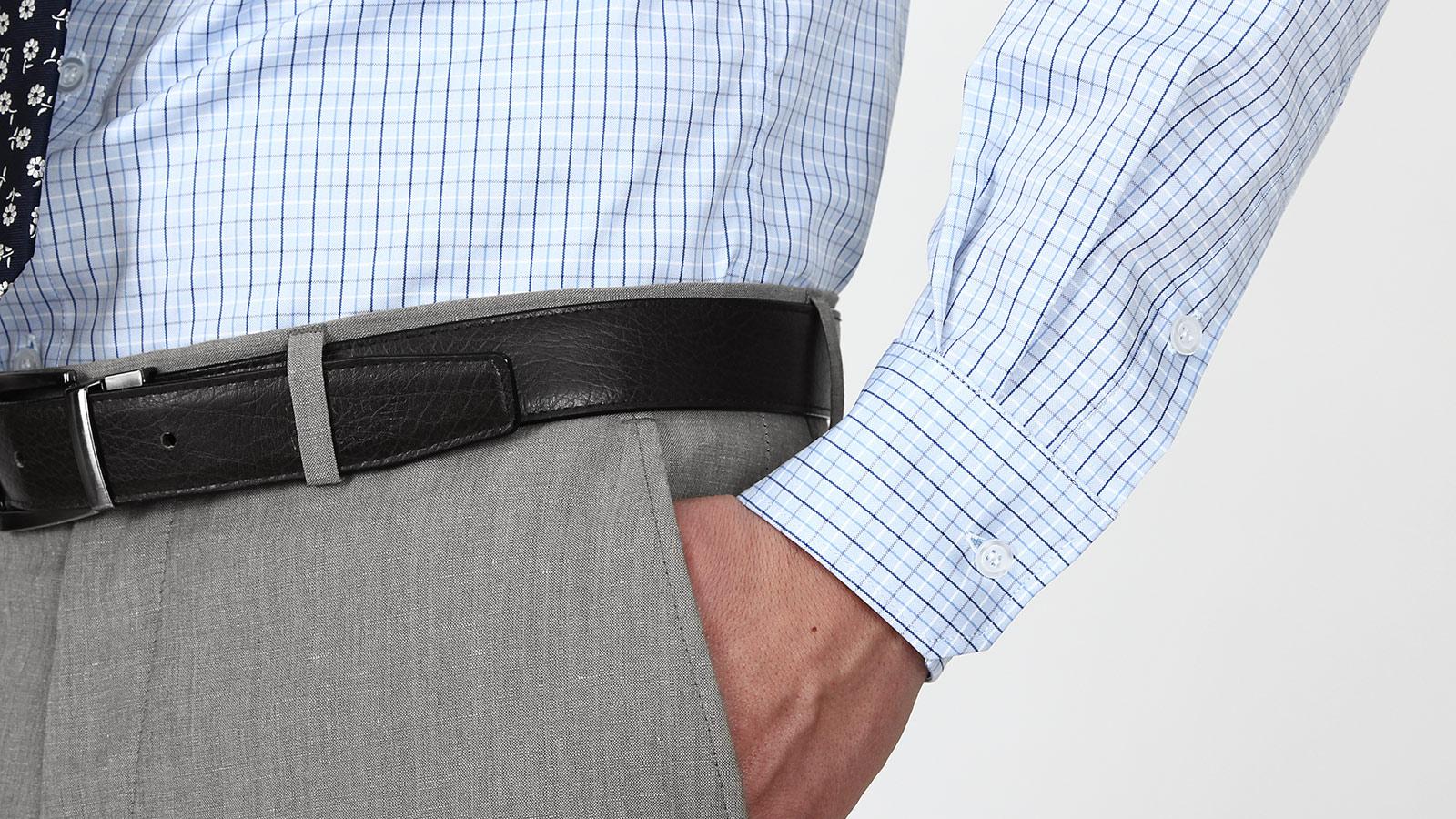 Blue Checked Blue TwoPly Cotton Shirt Oliver Wicks