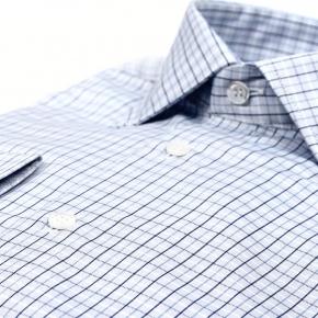 Blue Checked Blue Two-Ply Cotton Shirt - 3