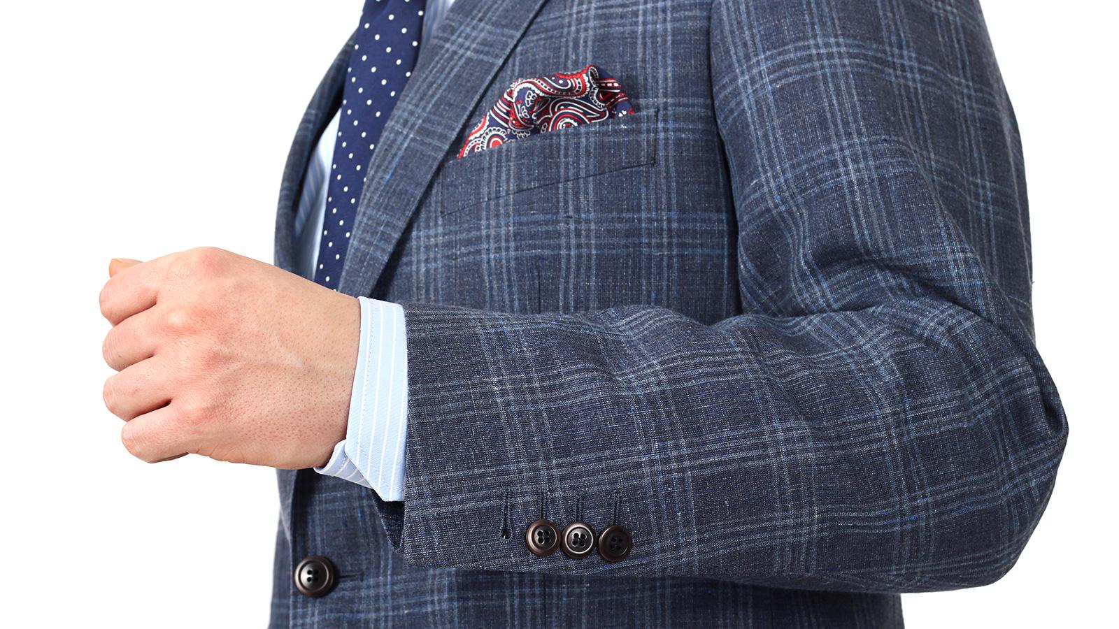 Charcoal Blue Check Wool & Linen Suit - slider image 1