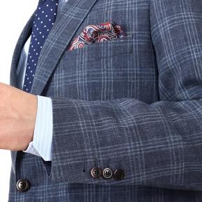 Charcoal Blue Check Wool & Linen Suit - thumbnail image 1