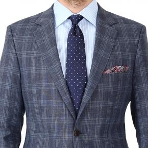 Charcoal Blue Check Wool & Linen Suit - thumbnail image 2