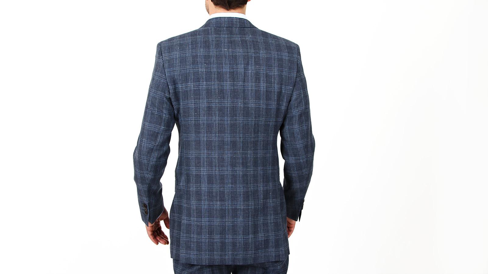 Charcoal Blue Check Wool & Linen Suit - slider image 4