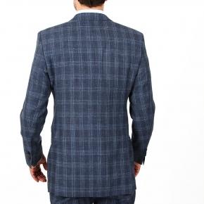 Charcoal Blue Check Wool & Linen Suit - 3