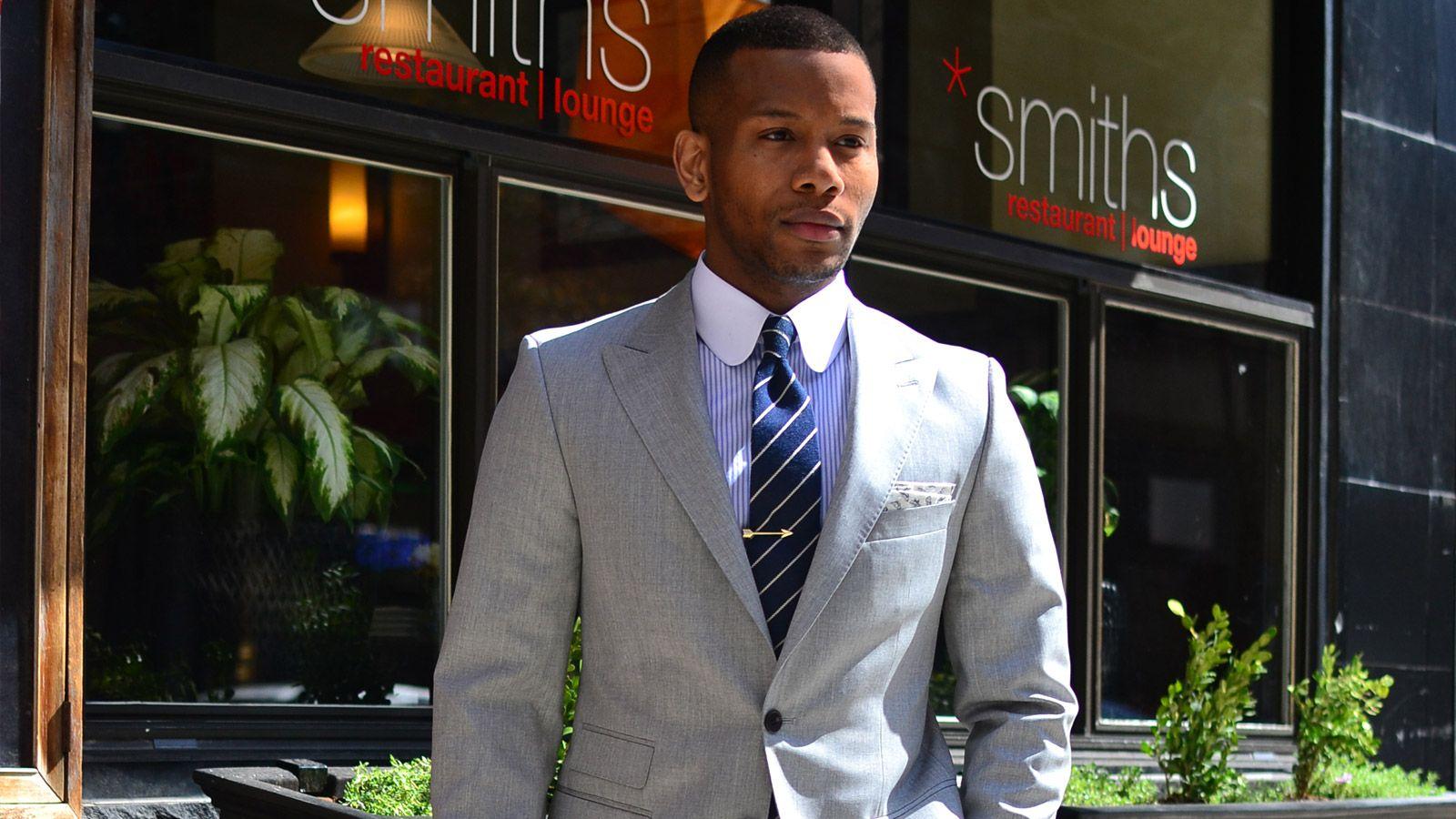 Men's Style Pro Light Grey Suit - slider image 1