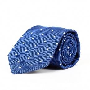 Royal Blue Dotted Herringbone Italian 100% Silk Tie - 0