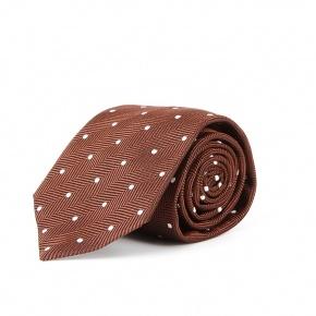 Brown Dotted Herringbone 100% Silk Tie - 0