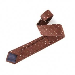 Brown Dotted Herringbone 100% Silk Tie - 1