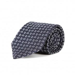 Navy Paisley Italian 100% Silk Tie - 0