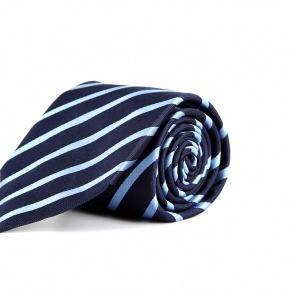 Navy & Light Blue Striped 100% Silk Tie - 0