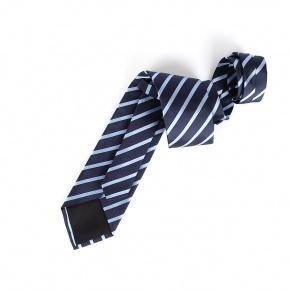 Navy & Light Blue Striped 100% Silk Tie - 1