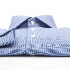 Micropatterned Blue Cotton Shirt - thumbnail image 2