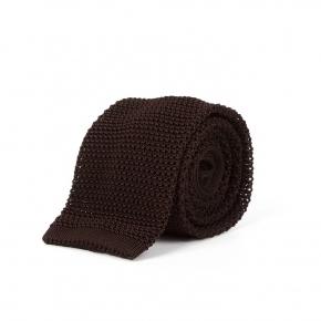 BROWN ITALIAN 100% SILK KNIT TIE - 0
