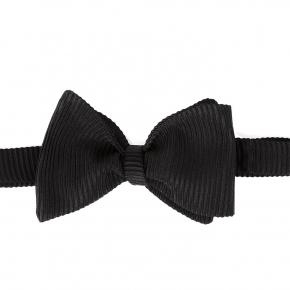 Black Striped Italian 100% Silk Bow Tie - 0