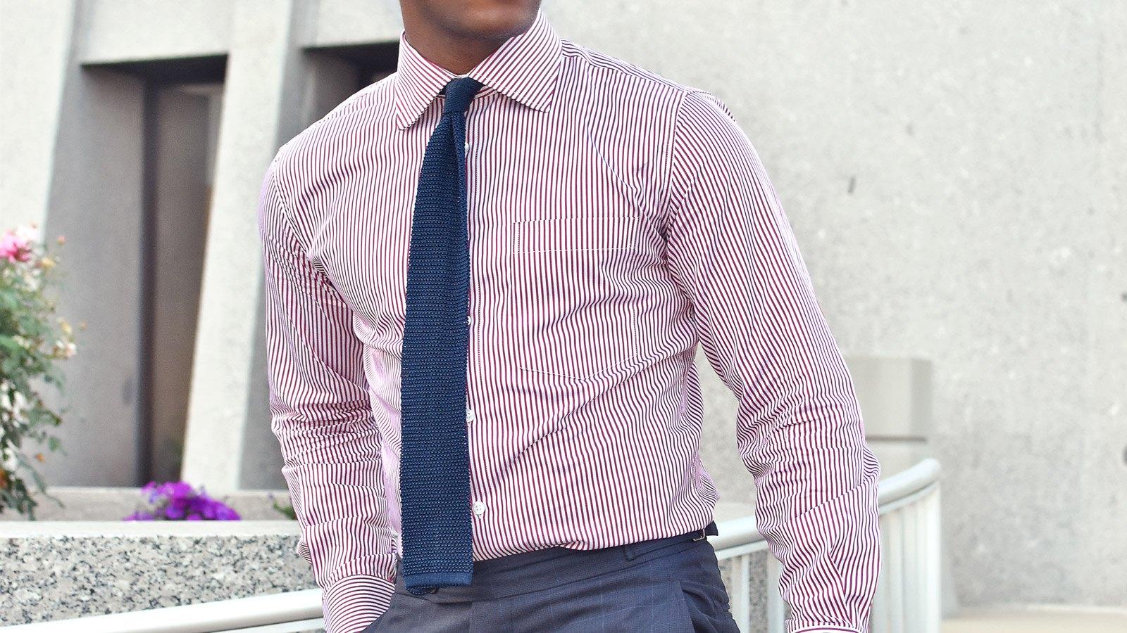 Men's Style Pro Red Striped Shirt - slider image 2