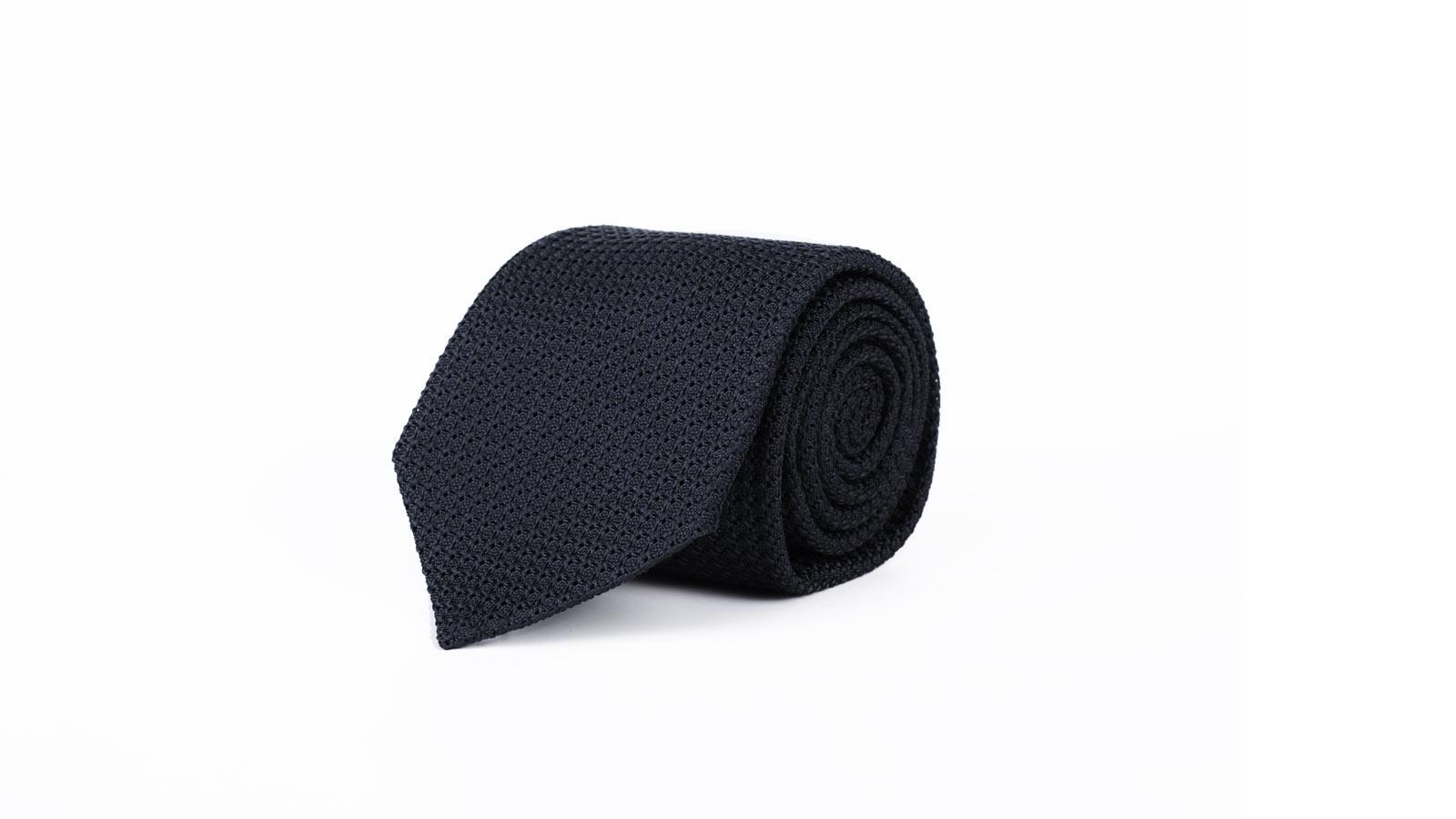 Dark Navy 100% Grenadine Silk Tie - slider image 