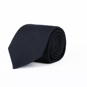 Dark Navy 100% Grenadine Silk Tie - thumbnail image 1