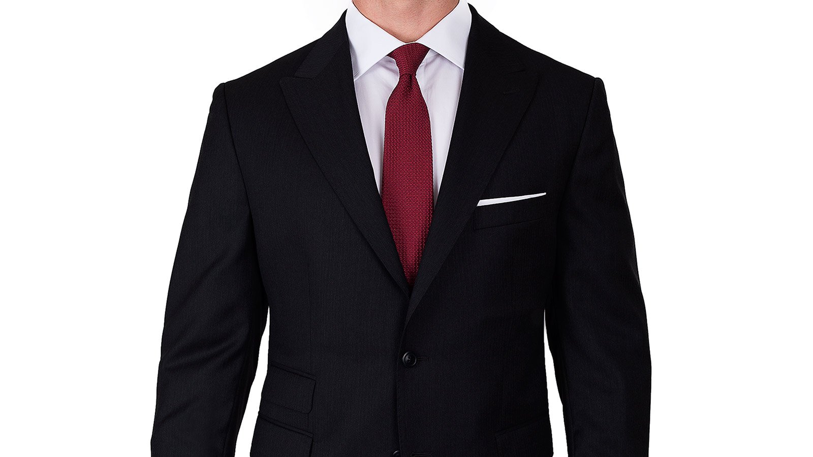 Premium Black Herringbone Suit - slider image 2