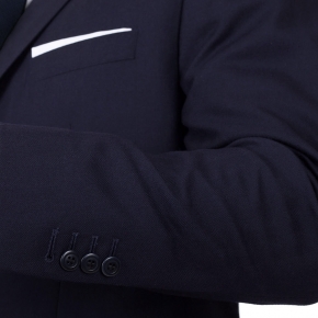 Navy Herringbone 3 Piece Suit - 0
