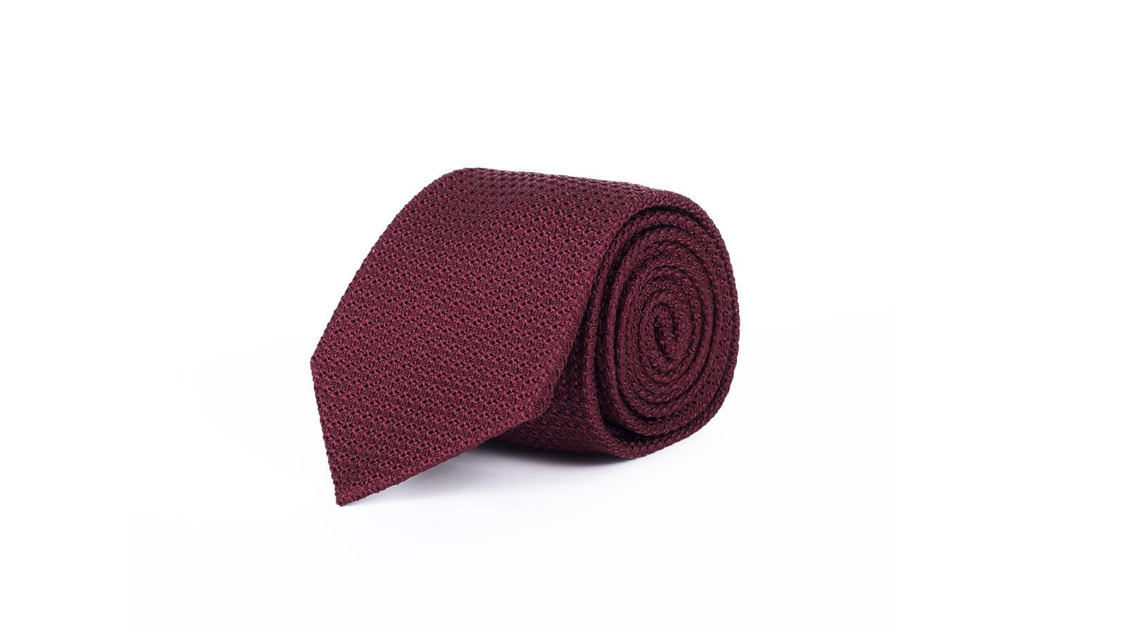 Burgundy 100% Grenadine Silk Tie - slider image 