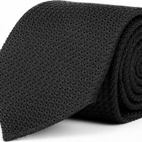 Black 100% Grenadine Silk Tie - thumbnail image 1