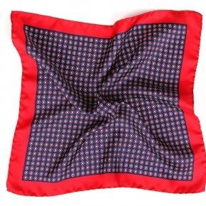 Navy & Red Italian 100% Silk Pocket Square - 0