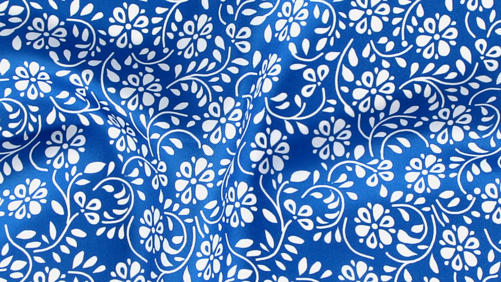 Light Blue Floral Italian 100% Silk Pocket Square - slider image 