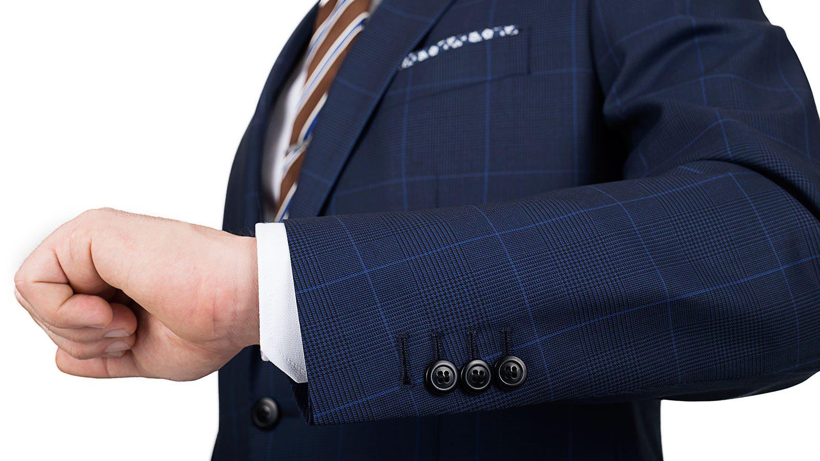 Premium Navy & Blue Plaid Suit - slider image 1