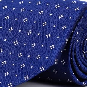 Navy Geometric Italian 100% Silk Tie - 0