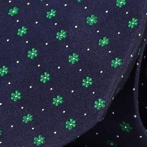 Navy Italian Handmade 100% Silk Tie with Floral Pattern - 0