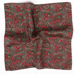 Italian Red & Green 100% Silk Pocket Square - 0