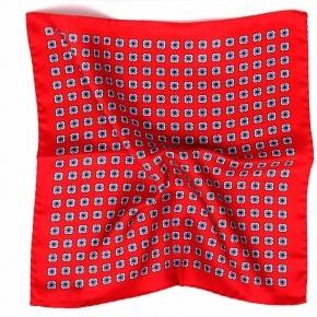 Fire Red Italian 100% Silk Pocket Square - 0
