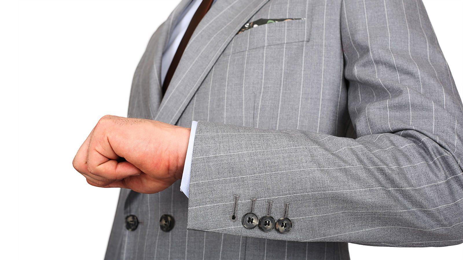 Premium Light Grey Chalkstripe 150s Suit - slider image 1