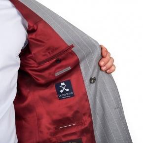 Premium Light Grey Chalkstripe 150s Suit - 3