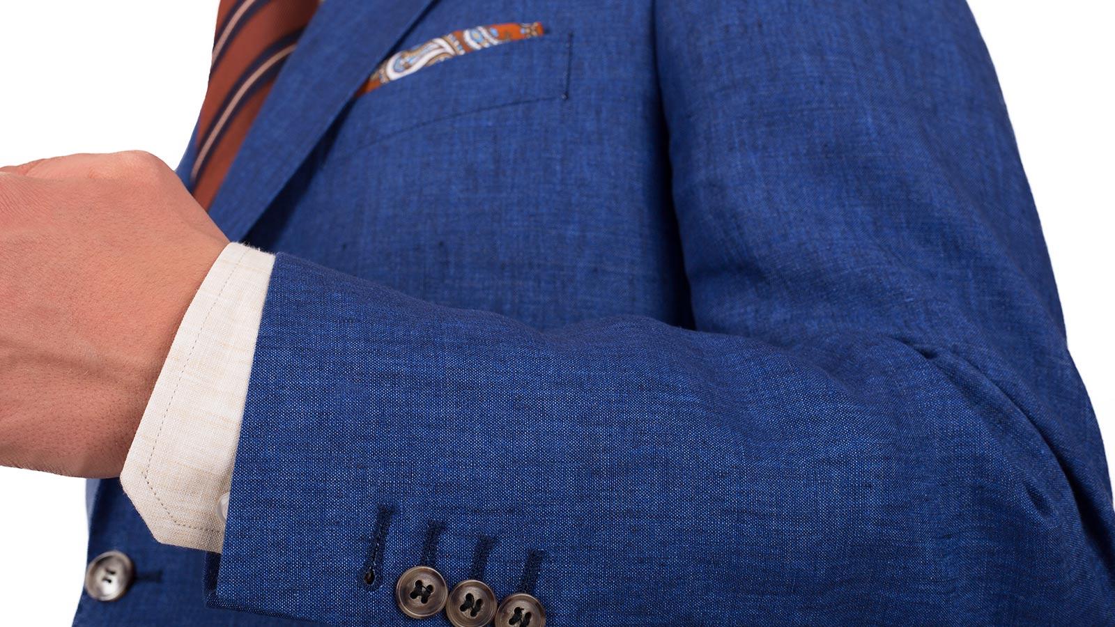 Intense Blue Linen Suit - slider image 1