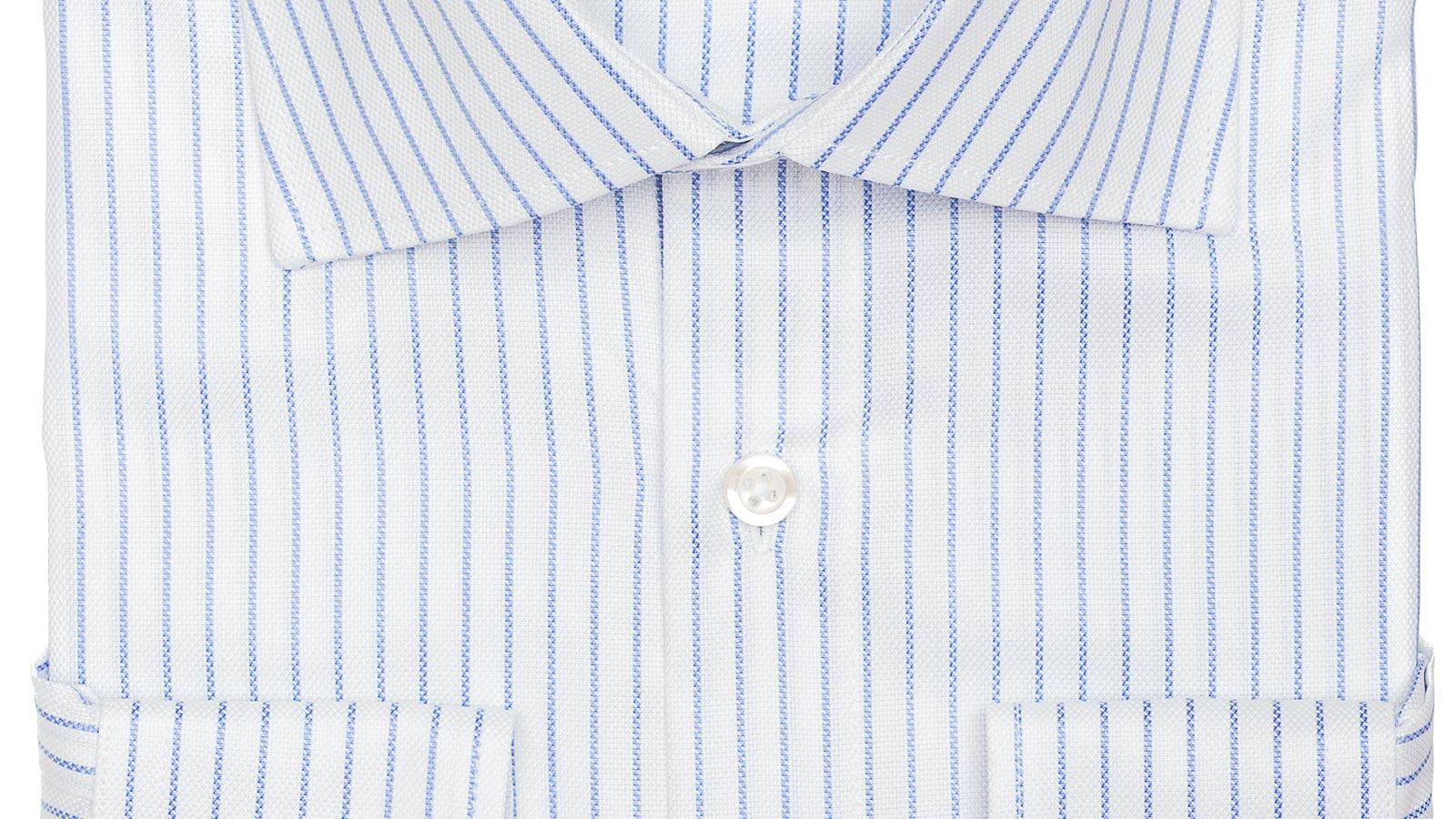 Blue Stripe White Cotton Royal Oxford Shirt - slider image 