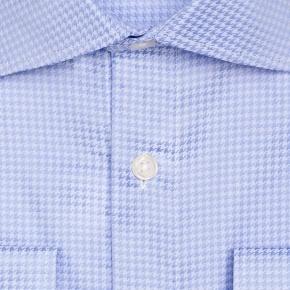 Light Blue Houndstooth Cotton Shirt - 0