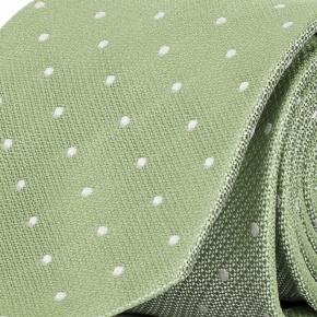 Pastel Green Dotted Italian 100% Silk Tie - 0