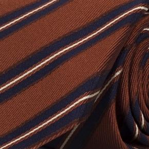 Copper & Navy Stripes 100% Silk Tie - 0