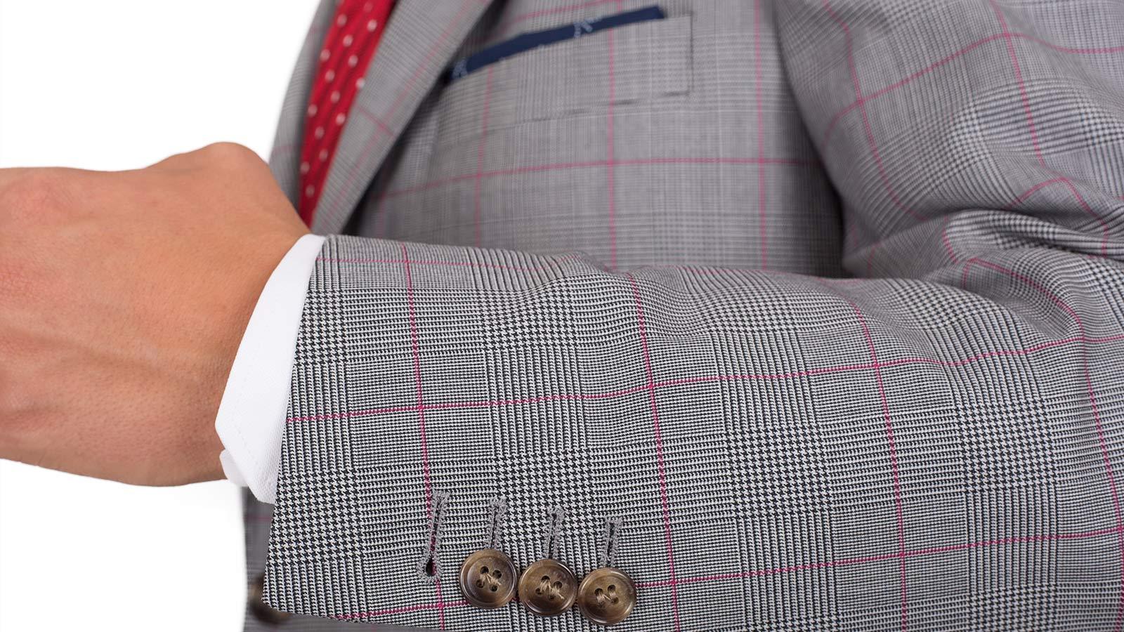 Vendetta Premium Grey & Red Plaid Suit - slider image 1