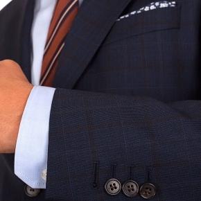 Brown Check Navy Suit - 0