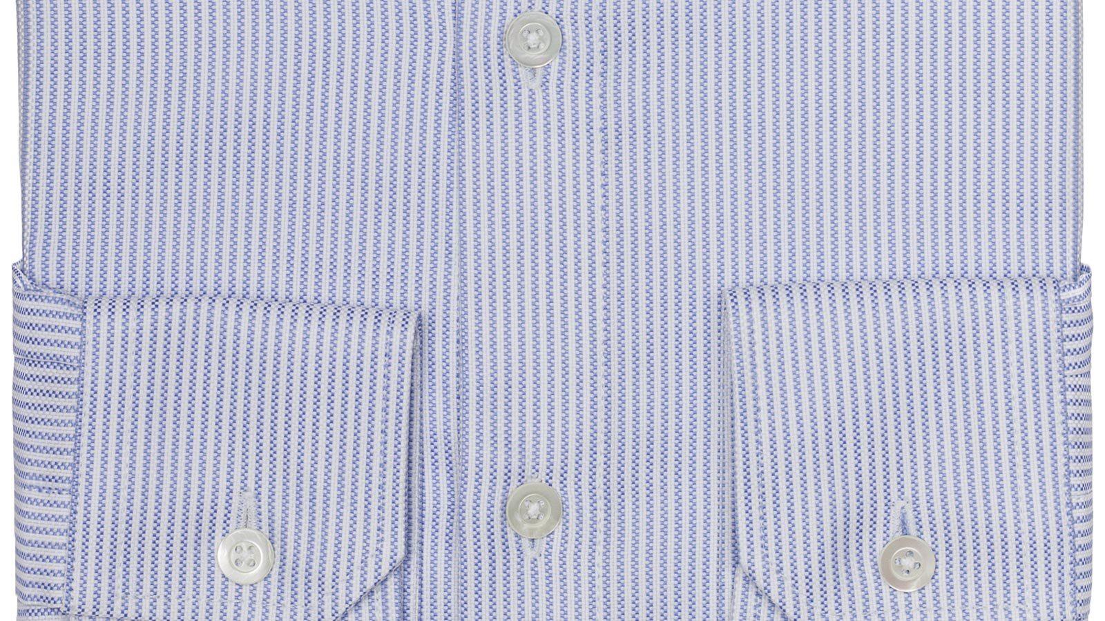 Light Blue Fine Striped Broadcloth Cotton Shirt - slider image 