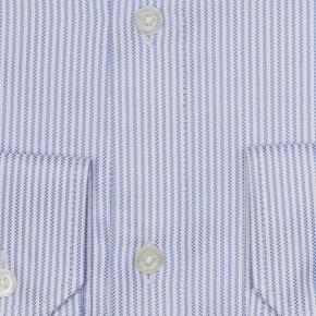 Light Blue Fine Striped Broadcloth Cotton Shirt - thumbnail image 1