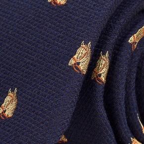 Horse Pattern Navy Wool & Silk Tie - 0