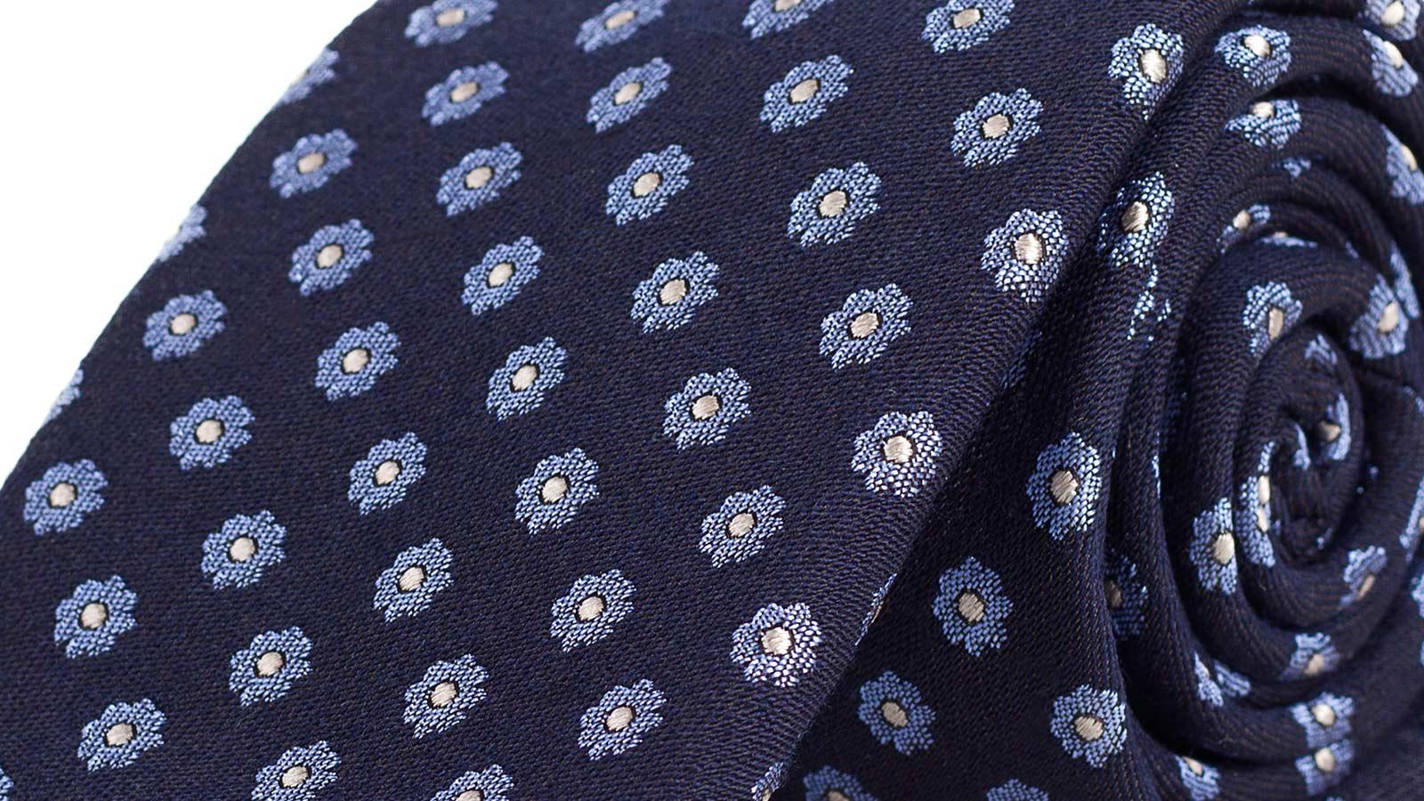 Blue Floral Wool & Silk Tie - slider image 